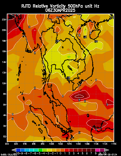 Relative vorticity at 500 hPa Unit *10**(-5) 1/Second