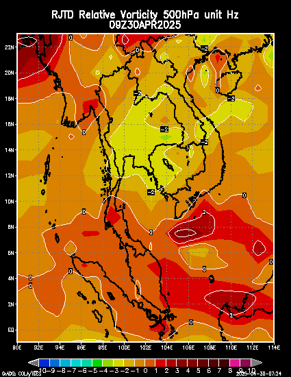 Relative vorticity at 500 hPa Unit *10**(-5) 1/Second