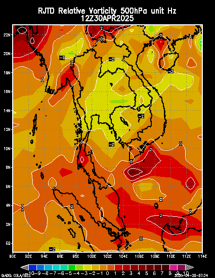 Relative vorticity at 500 hPa Unit *10**(-5) 1/Second