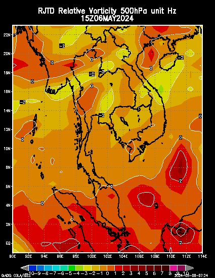 Relative vorticity at 500 hPa Unit *10**(-5) 1/Second