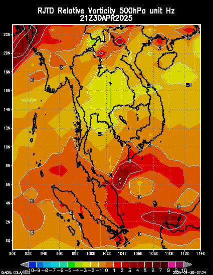 Relative vorticity at 500 hPa Unit *10**(-5) 1/Second